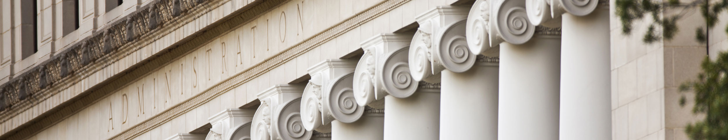 The columns of the J.K. Williams Administration Building